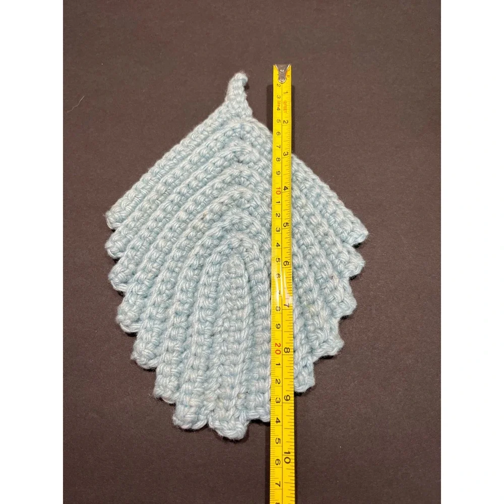 Handmade Crochet Knit Potholder Trivet Set Blue Leaf Red Hexagon Peach Square